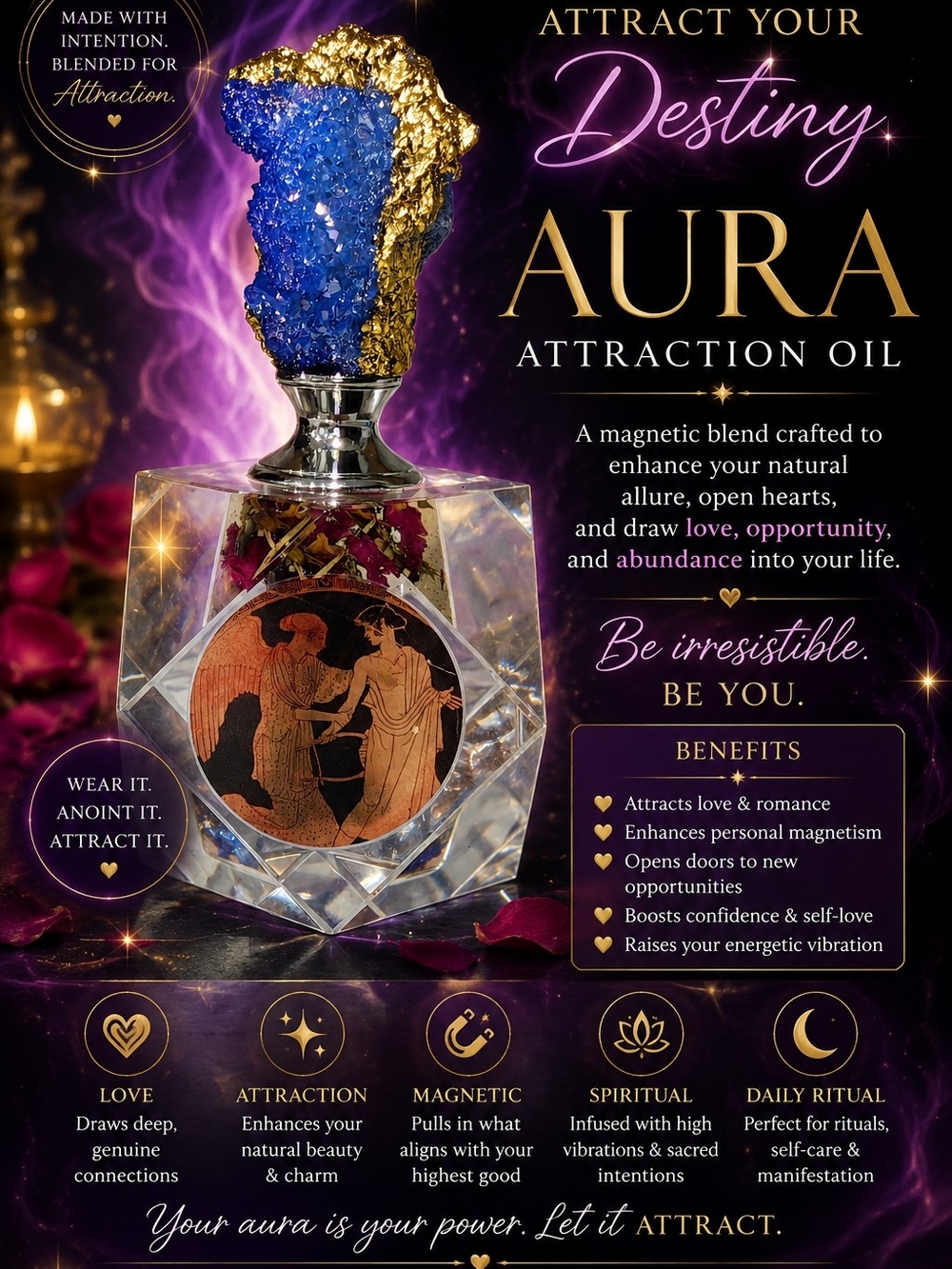 AURA Attraction Oil | Confidence • Magnetic Energy • Self-Love Ritual Oil ✨